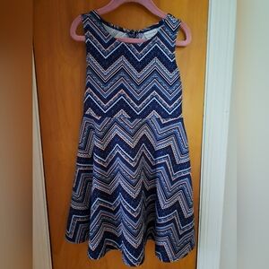 Sweet Heart Rose Navy Chevron Kids Dress